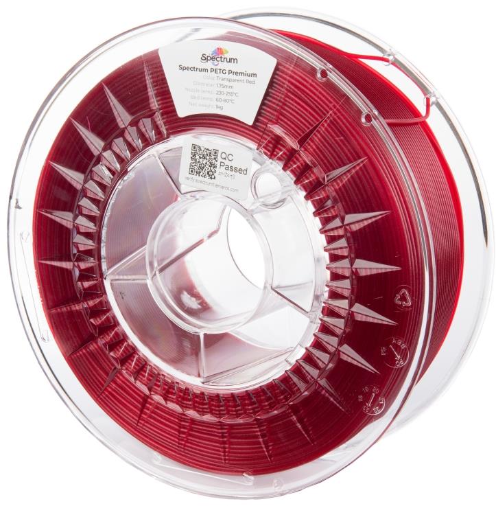 Filament Spectrum Premium PET-G 1,75 mm Transparent Red 1 Kg