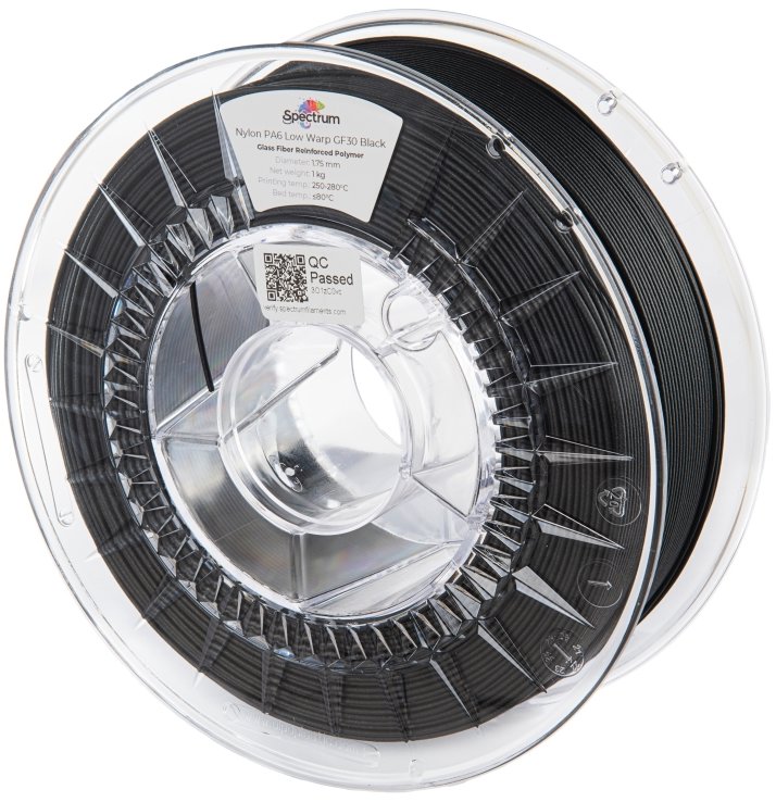 Filament Spectrum Nylon PA6 Low Warp GF30 1,75 mm Black 1 kg