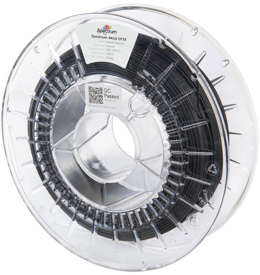 Filament Spectrum PA12 CF15 1,75 mm Carbon Black 0,5 kg
