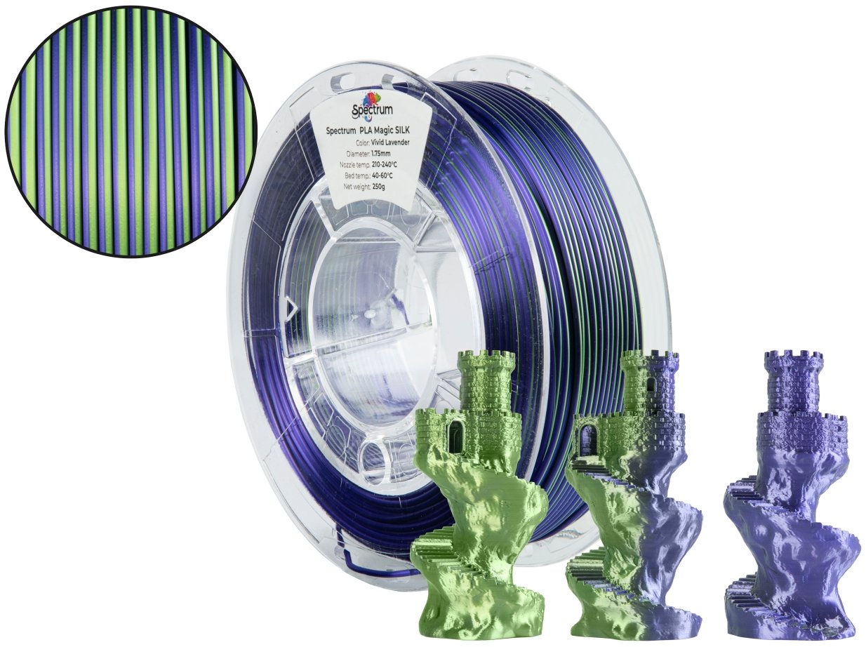 Filament Spectrum PLA Magic SILK 1,75 mm Vivid Lavender 0,25 kg