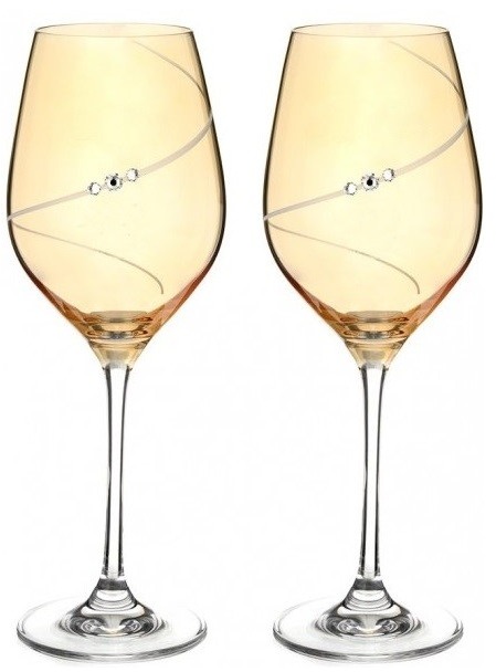 Diamante poháre na biele víno Silhouette City Amber s kamienkami Swarovski 360 ml 2 ks
