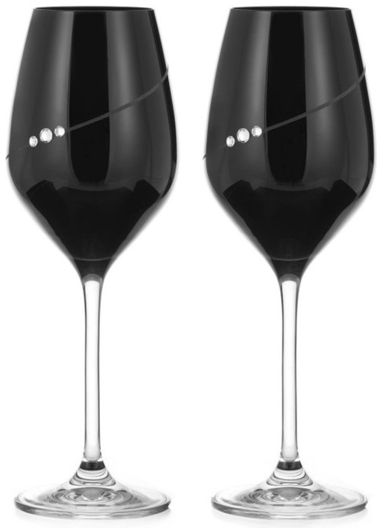 Diamante poháre na biele víno Silhouette City Black s kamienkami Swarovski 360 ml 2 ks