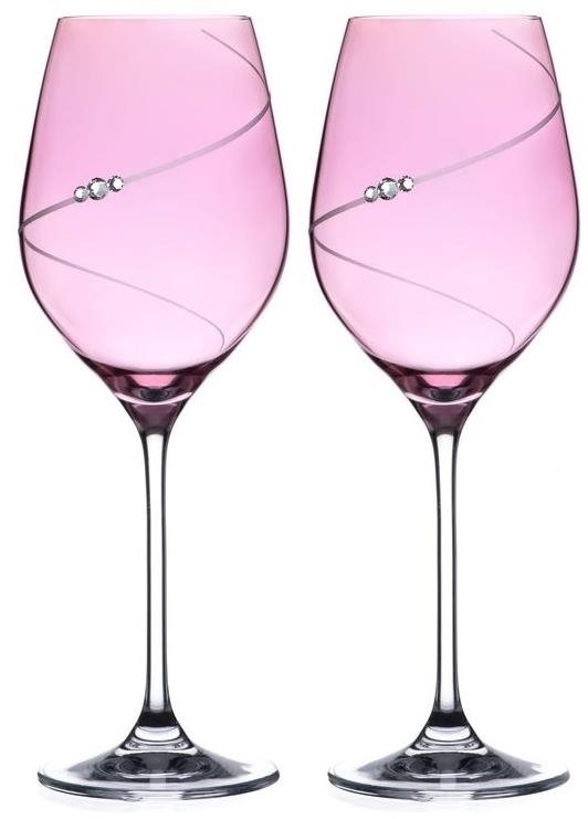 Diamante poháre na biele víno Silhouette City Pink s kamienkami Swarovski 360 ml 2 ks