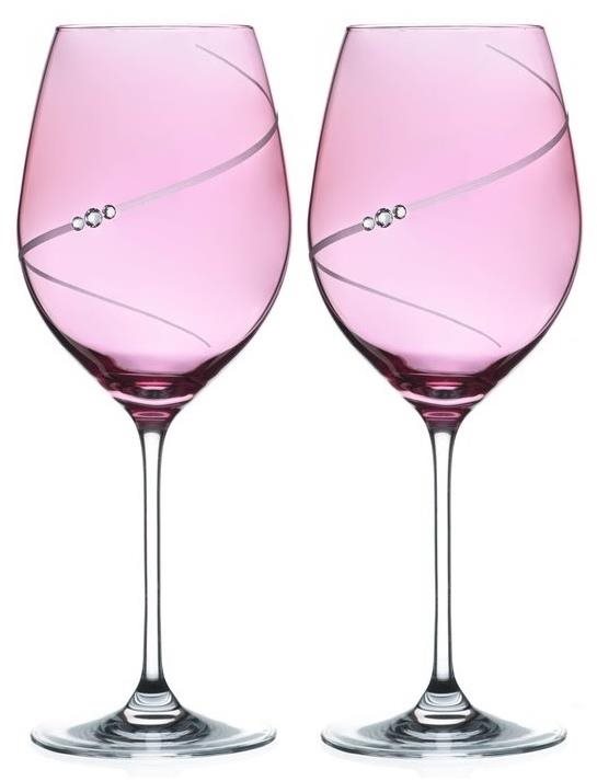 Diamante poháre na červené víno Silhouette City Pink s kamienkami Swarovski 470 ml 2 ks