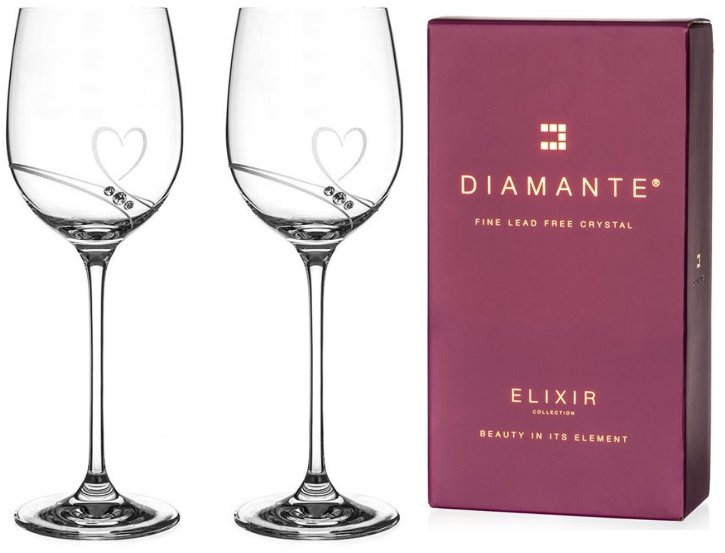 Diamante Poháre na biele víno Romance s kamienkami Swarovski 330 ml 2 ks