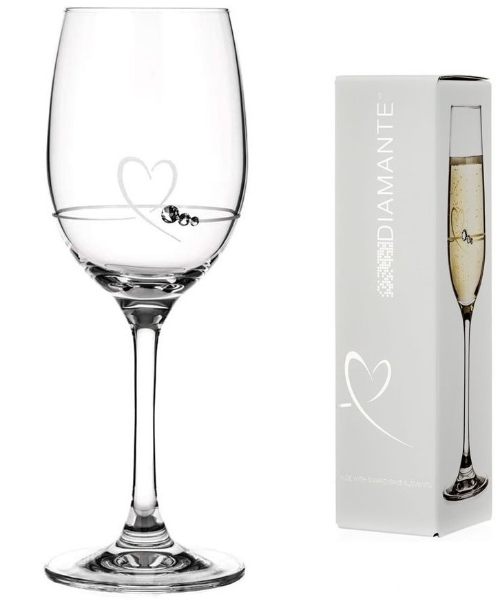 Diamante Pohár na biele víno so Swarovski kryštálmi Petit Heart 240 ml 1 ks