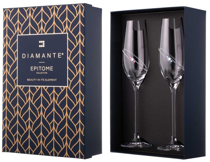 Diamante Poháre na šampanské Diamond Ring s kryštálmi Swarovski 210 ml 2 ks