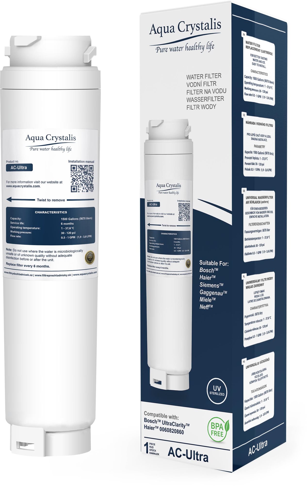 AQUA CRYSTALIS AC-ULTRA vodné filtre na chladničku BOSCH A SIEMENS