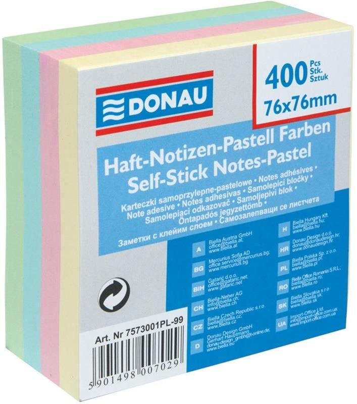 DONAU 76 × 76 mm, 400 lístkov, pastelový