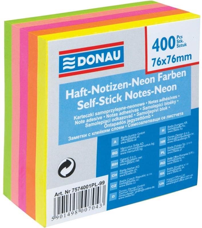 DONAU 76 × 76 mm, 400 lístkov, neónový