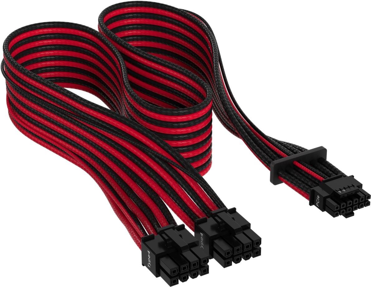 Corsair Premium Individually Sleeved 12+4pin PCIe Gen 5 12VHPWR 600 W cable Type 4 Red/Black
