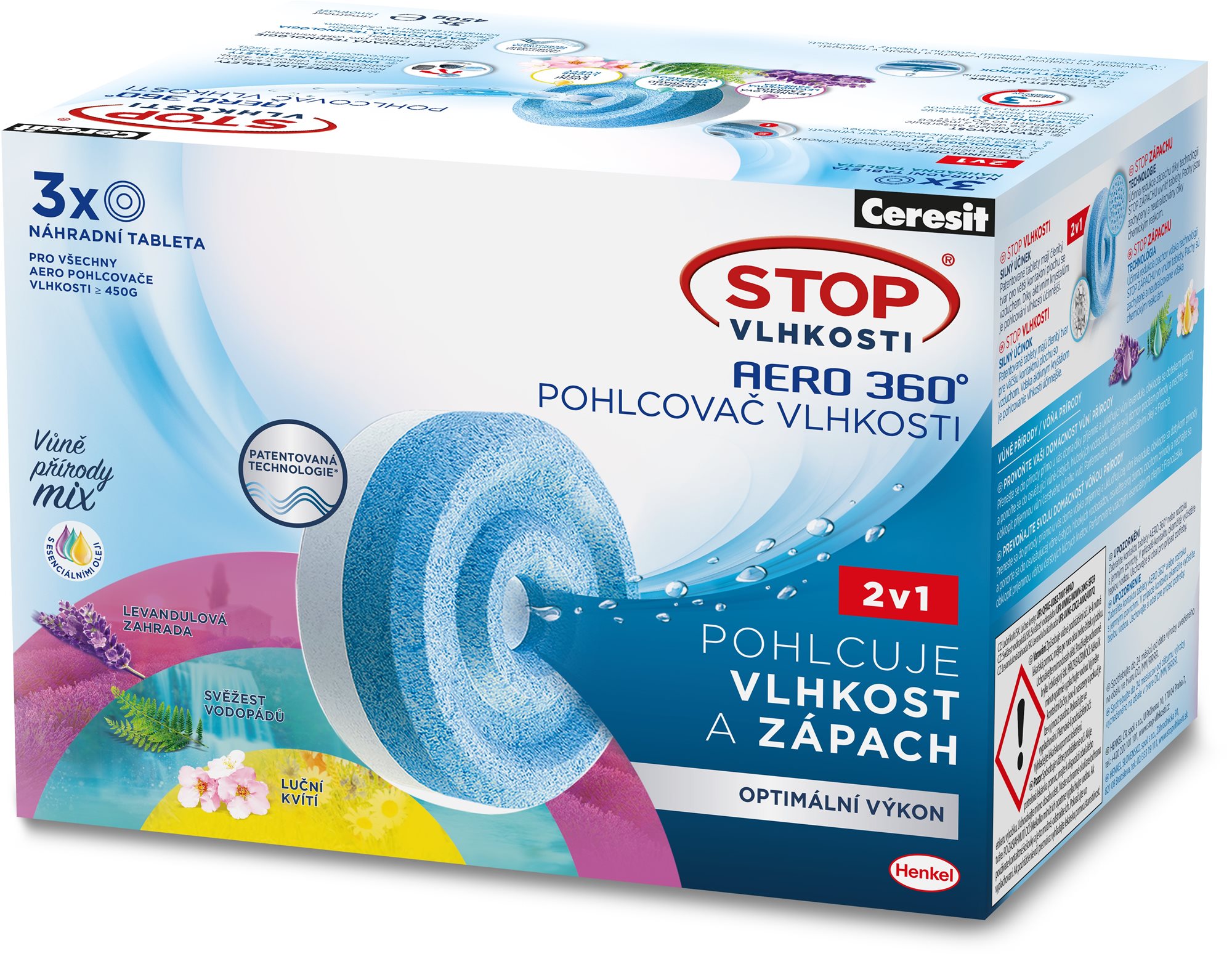 STOP VLHKOSTI Aero 360°, náhradné tablety Triopack AROMA, 3× 450 g