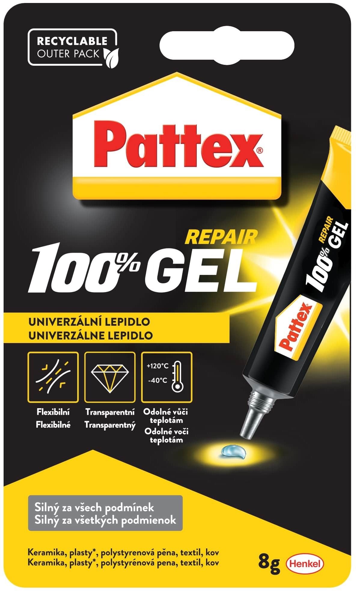 PATTEX 100 %, univerzálne lepidlo na domáce majstrovanie, 8 g