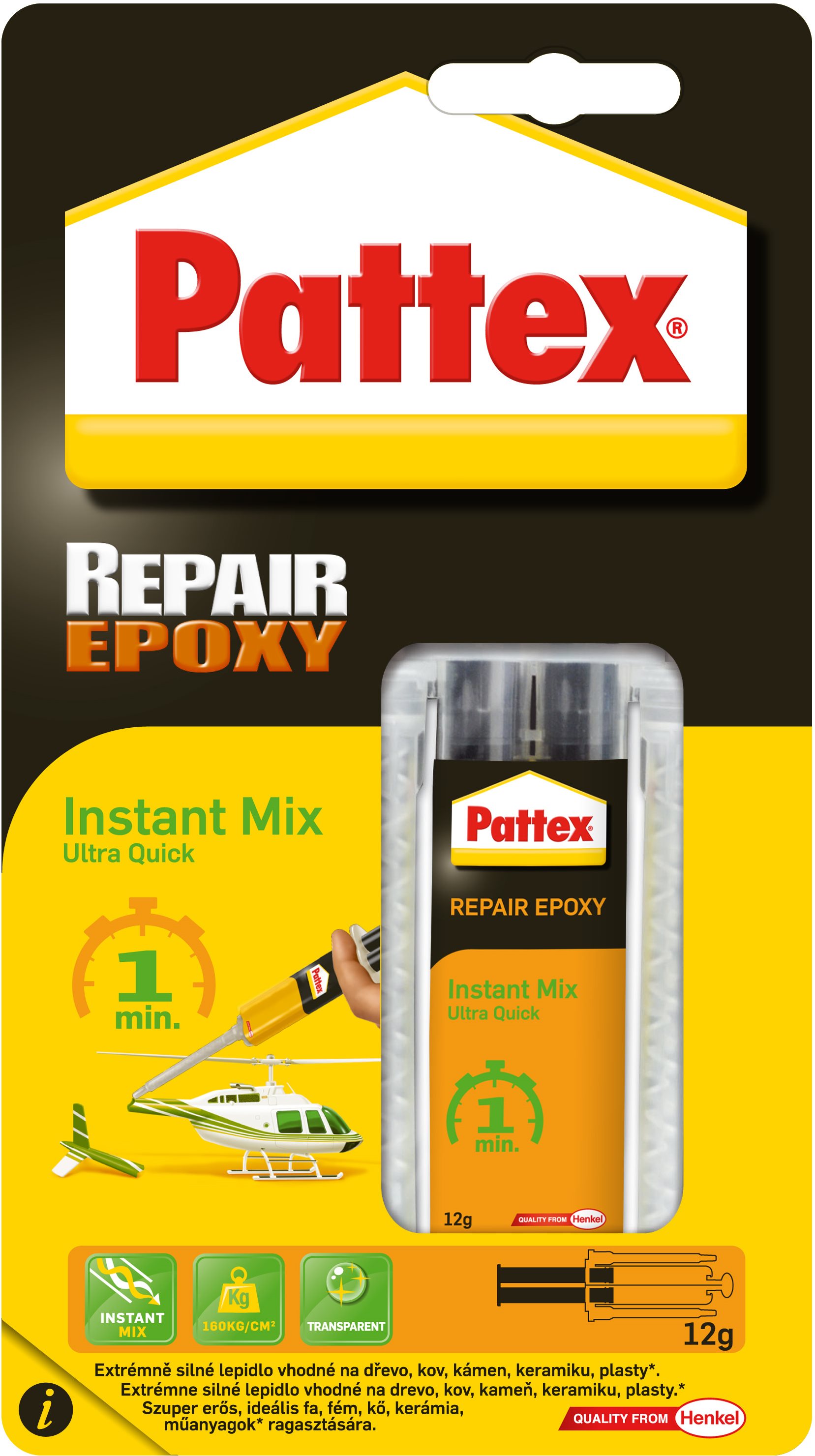 PATTEX Repair Epoxy Ultra Quick, epoxidové lepidlo, 1 min. 12 g