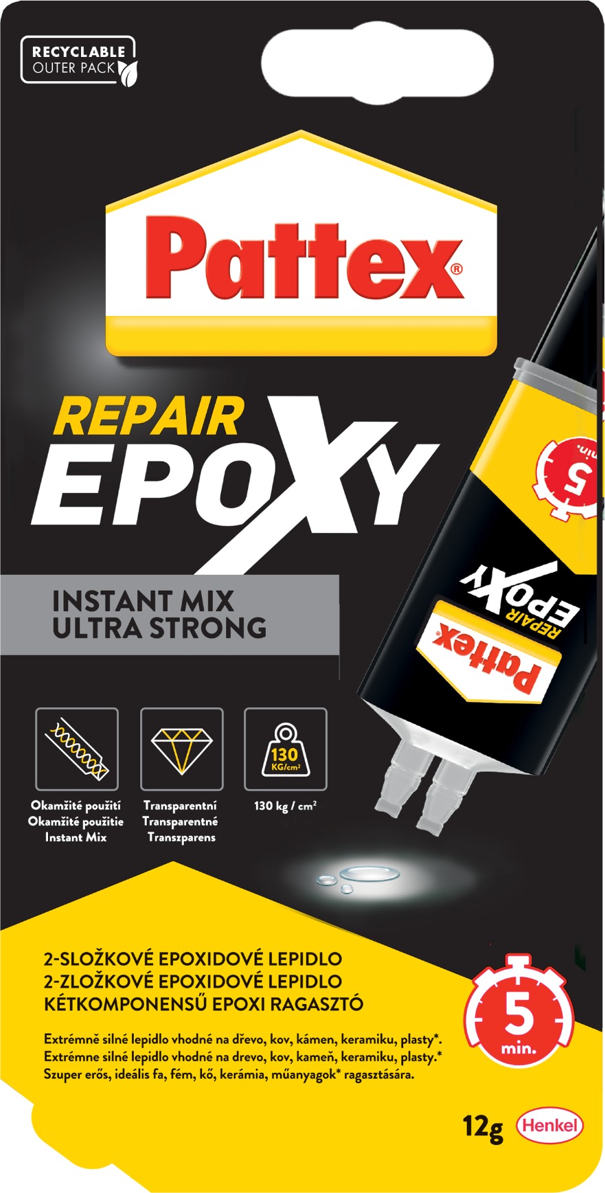 PATTEX Repair Epoxy Ultra Strong, epoxidové lepidlo 5 min. 12 g