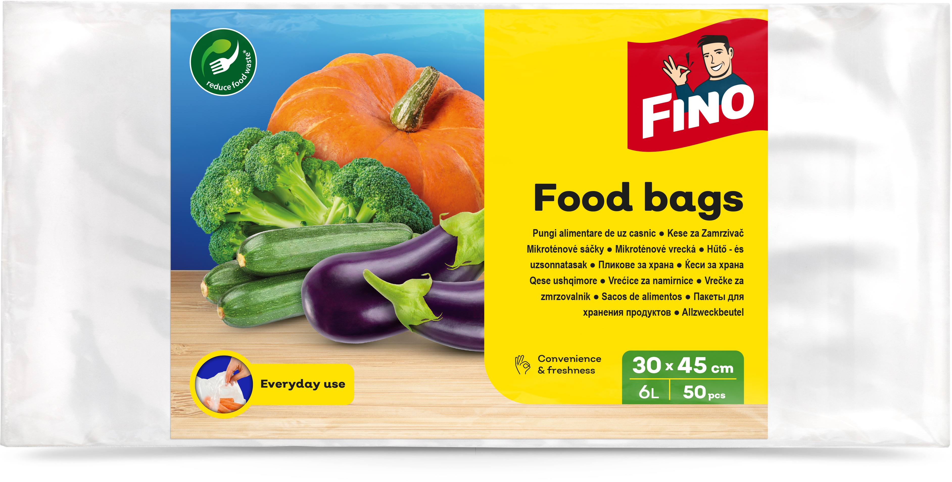 FINO Mikroténové vrecká 30 × 45 cm (50 ks), 6 l