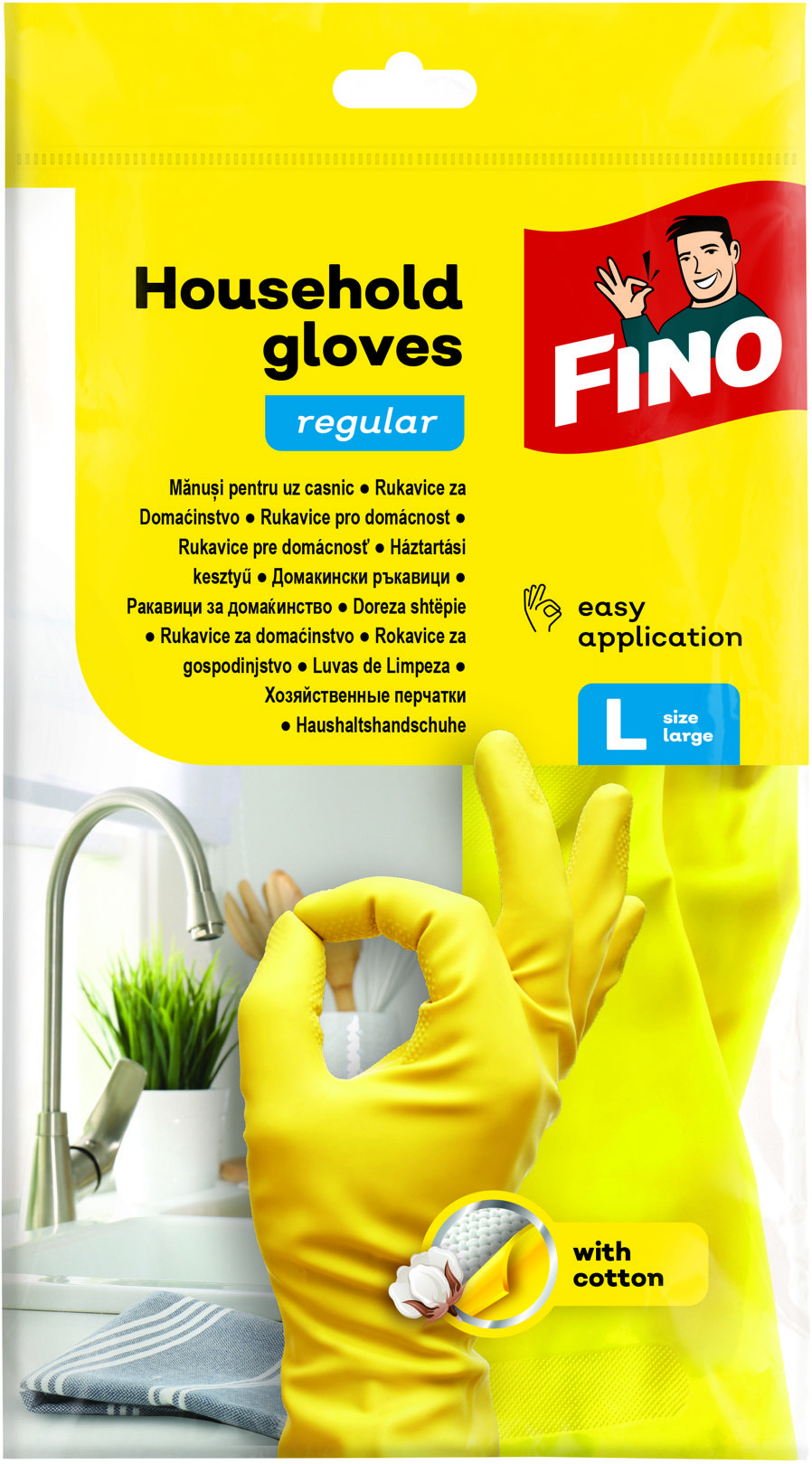 FINO Rukavice upratovacie - L, mix farieb