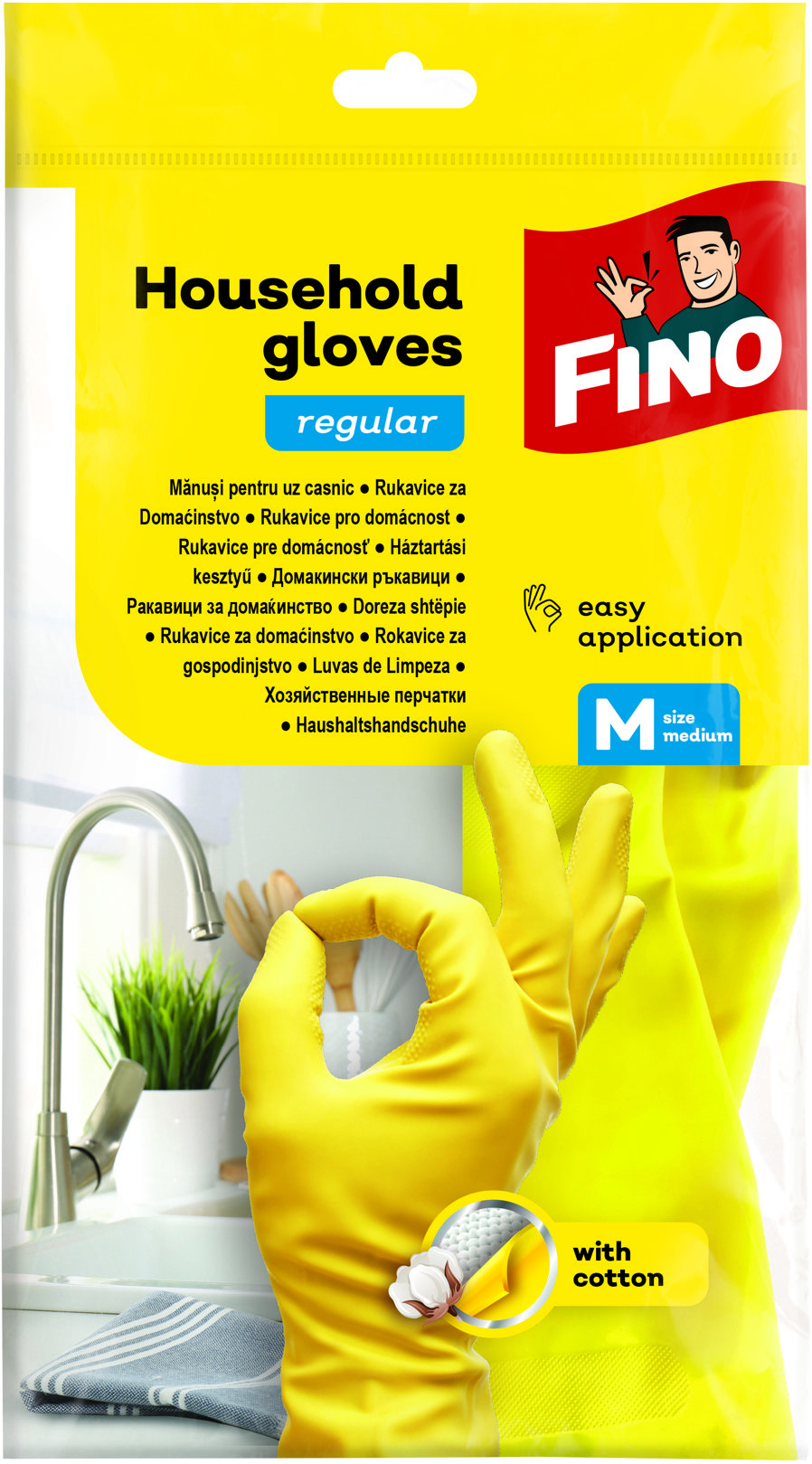 FINO Rukavice upratovacie - M, mix farieb