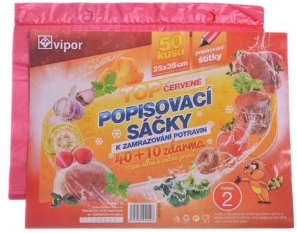 VIPOR Vrecko HDPE zamrazovacie 25 × 35 cm, 50 ks, červené