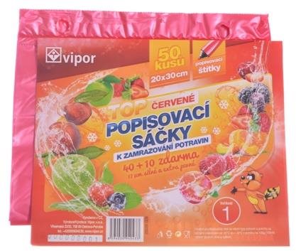 VIPOR Vrecko HDPE zamrazovacie 20 × 30 cm, 50 ks, červené