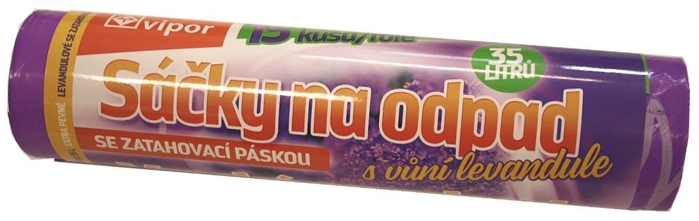 VIPOR LDPE zaťahovacie s vôňou levandule 35 l, 15 ks