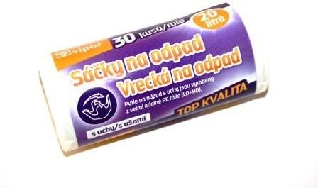 VIPOR LD+HD s ušami, 20 l, biele, 30 ks