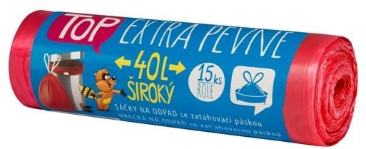 VIPOR HDPE TOP s páskou 40 l, červené, 15 ks