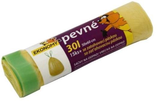 VIPOR HDPE so zaťahovacou páskou 30 l, 15 ks, žlté