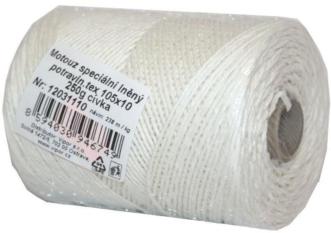 VIPOR Motúz špeciálny ľanový-potravinový. tex 105 × 10, 250 g, cievka 238 m