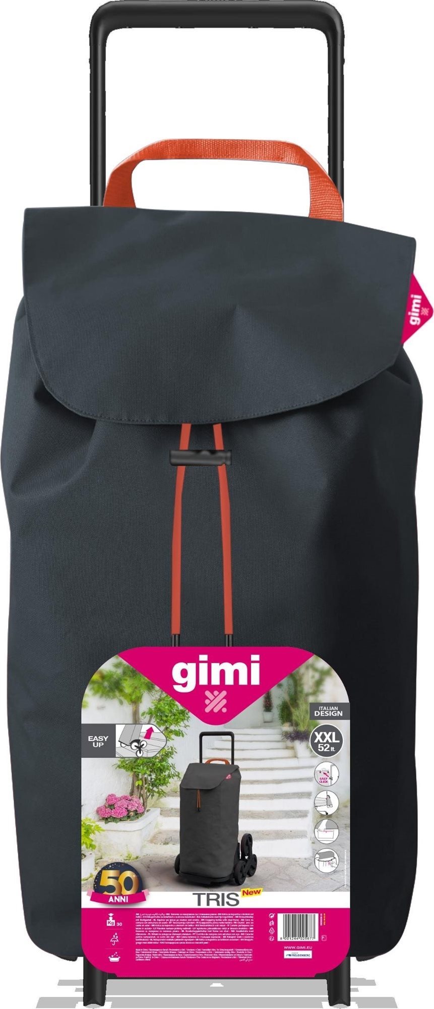 GIMI Tris Floral nákupný vozík sivý