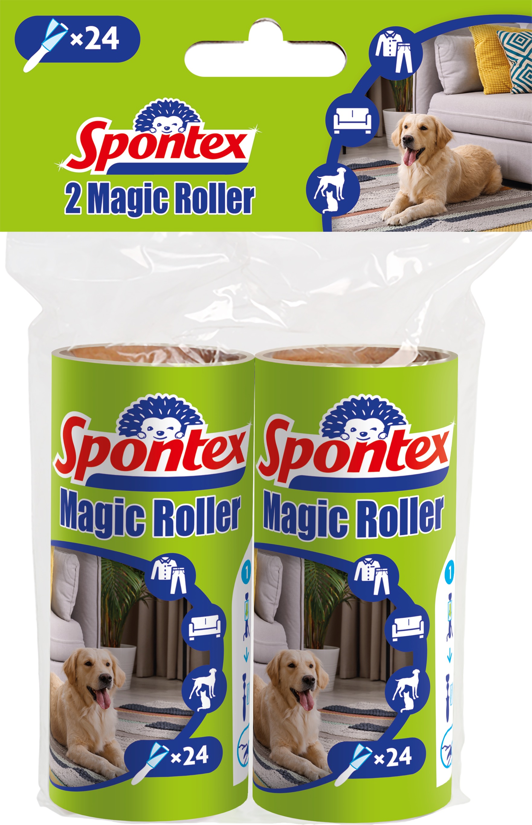 SPONTEX, Náhradná náplň k čistiacemu valčeku na textil, 2 ks