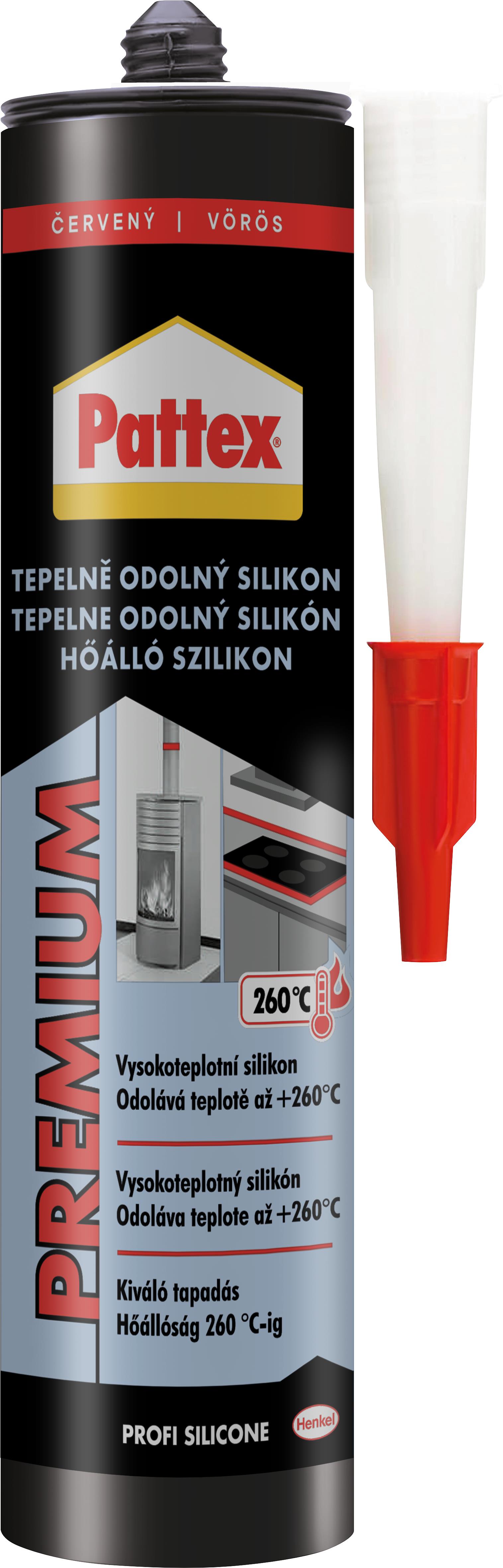 PATTEX Tepelne odolný silikón červený 280 ml