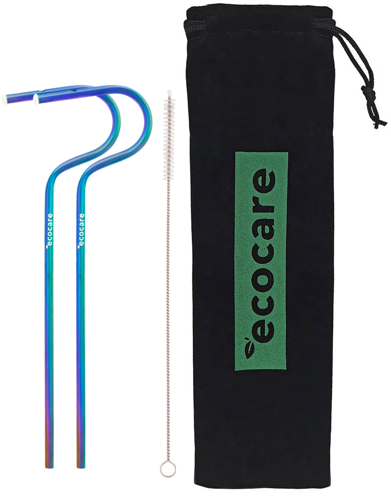 ECOCARE Ekologické kovové slamky Dúhové 2 ks