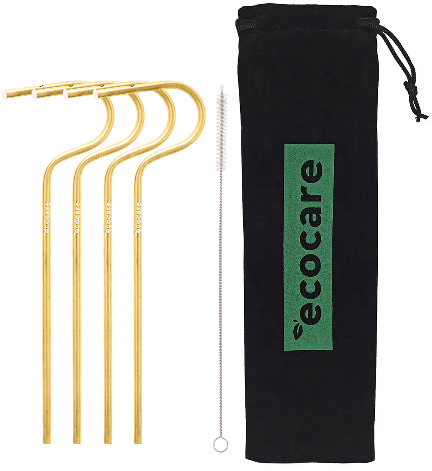 ECOCARE Ekologické kovové slamky Zlaté 4 ks