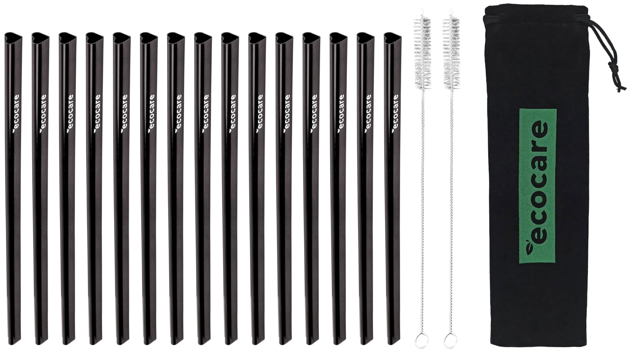 ECOCARE Ekologické kovové slamky Srdce Čierne 15 ks