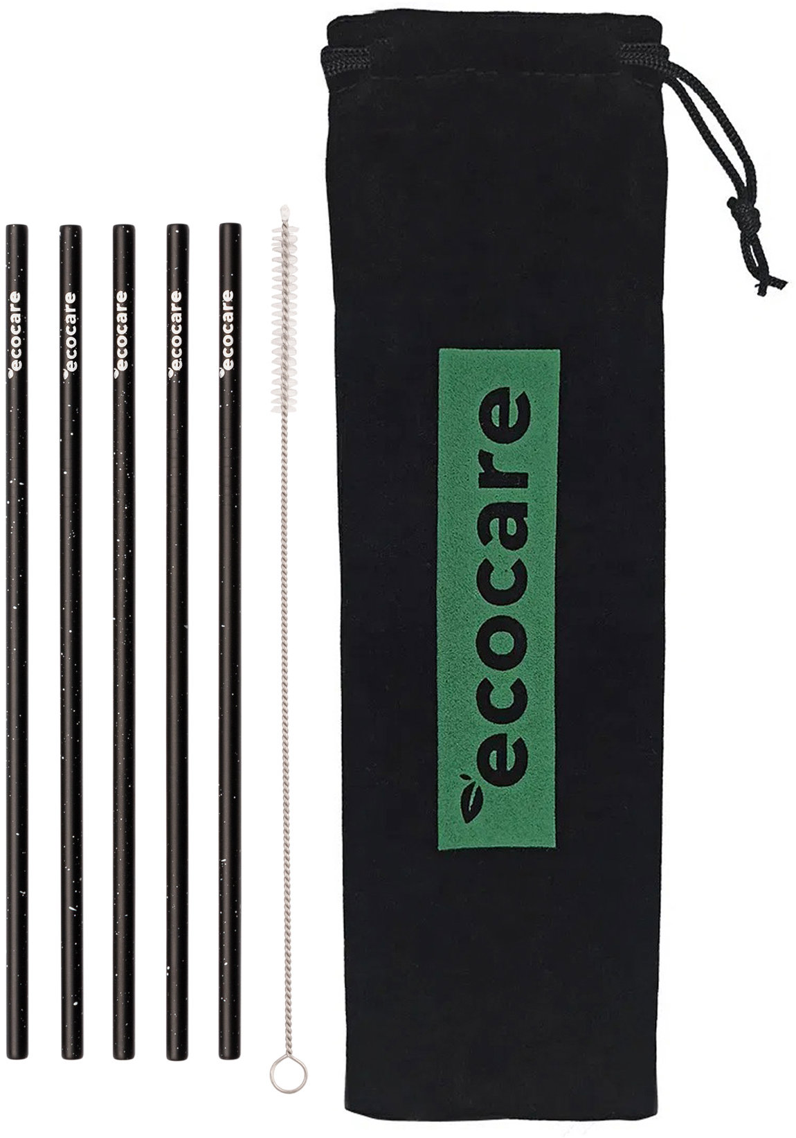 ECOCARE Ekologické kovové slamky Čierne so vzorom 5 ks