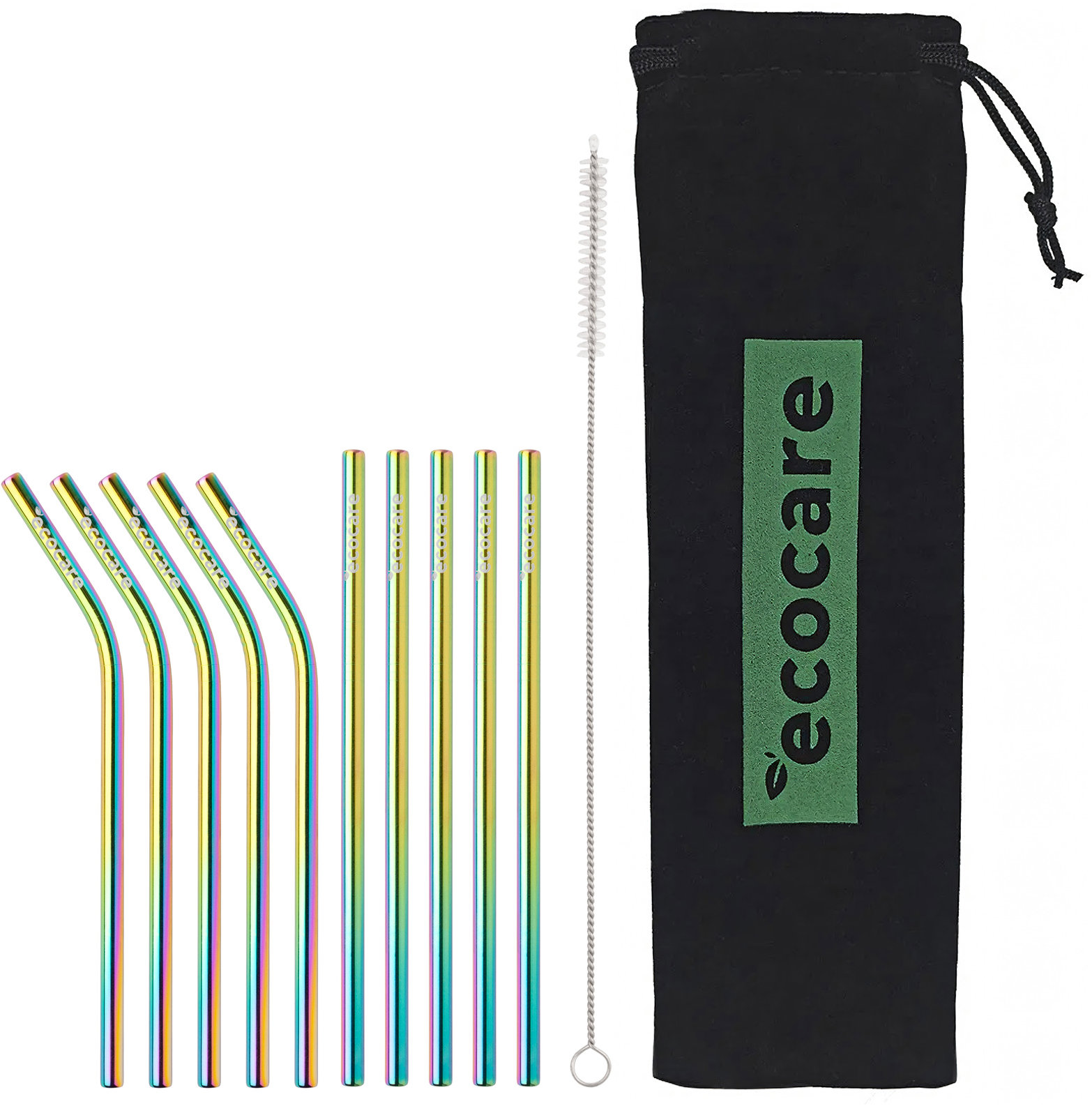 ECOCARE Kovová slamka mix dúhové 10 ks