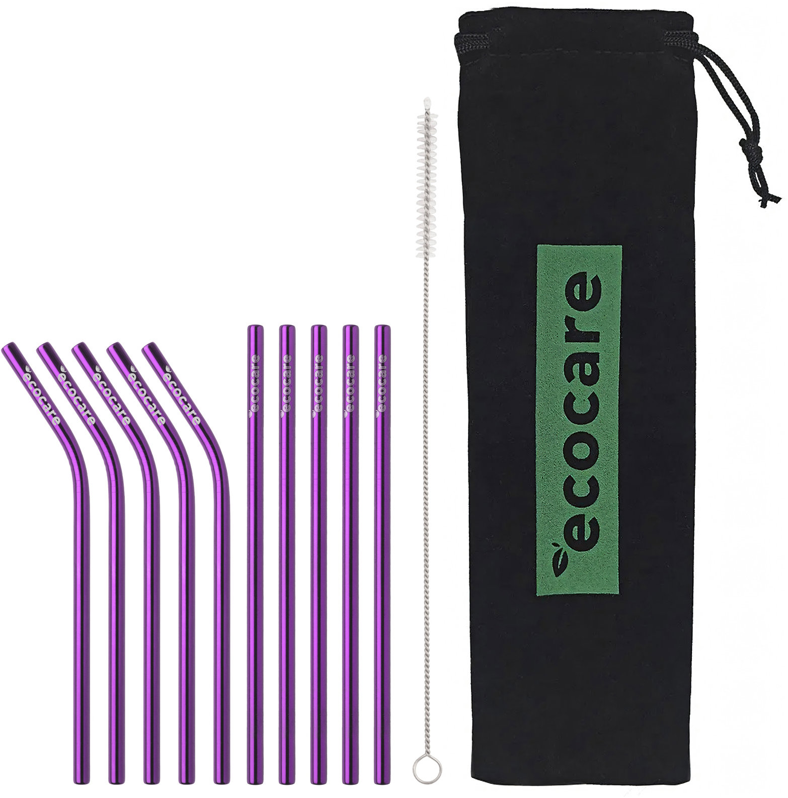 ECOCARE Kovová slamka krátka mix fialová 10 ks