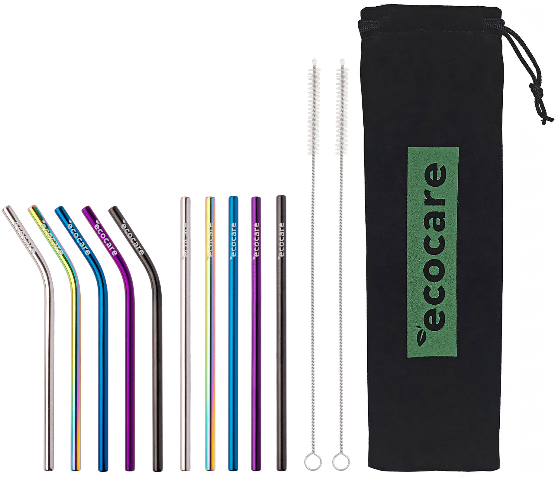 ECOCARE Kovová slamka krátka mix 10 ks
