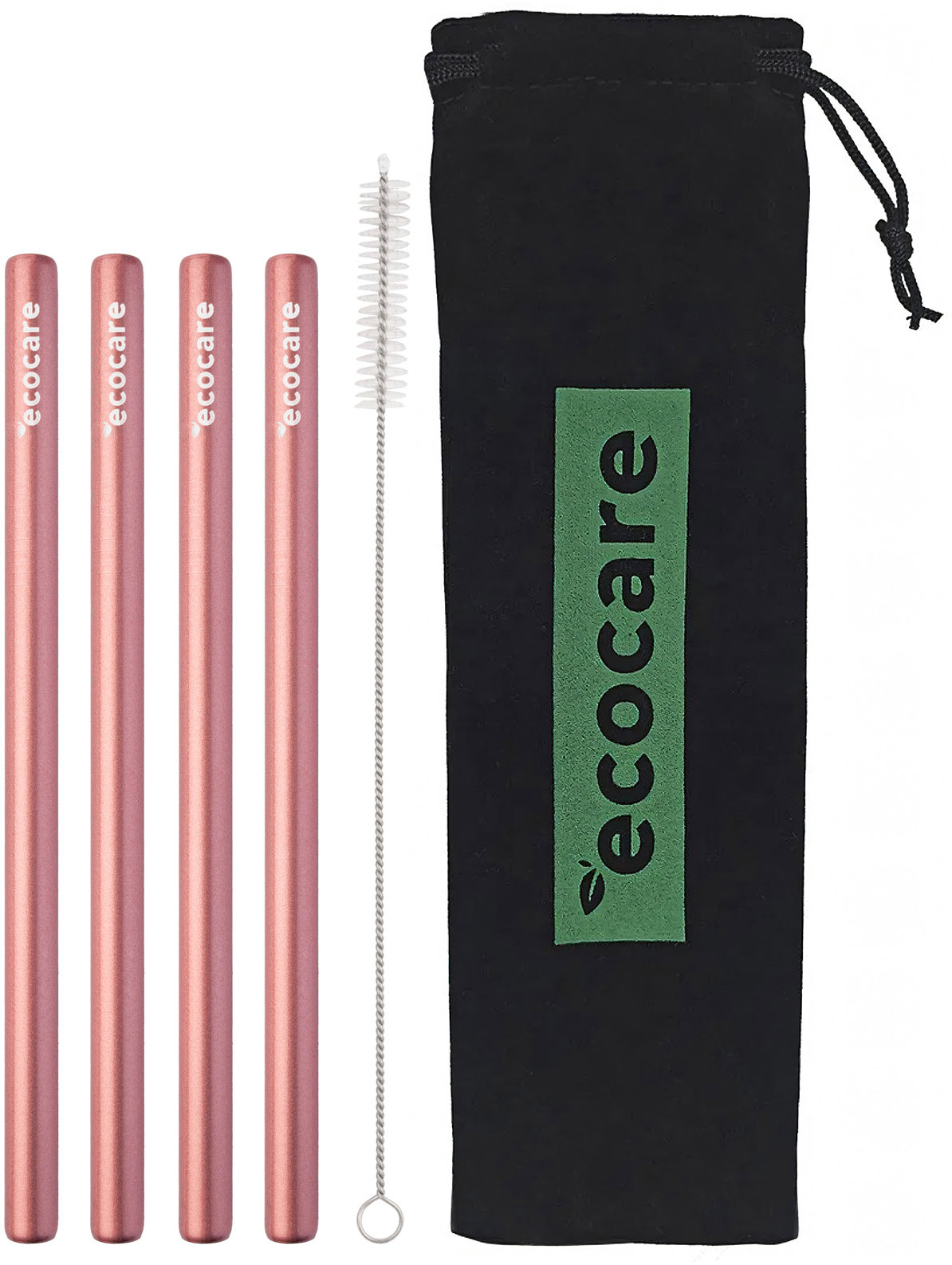 ECOCARE Kovová slamka maxi ružová 4 ks