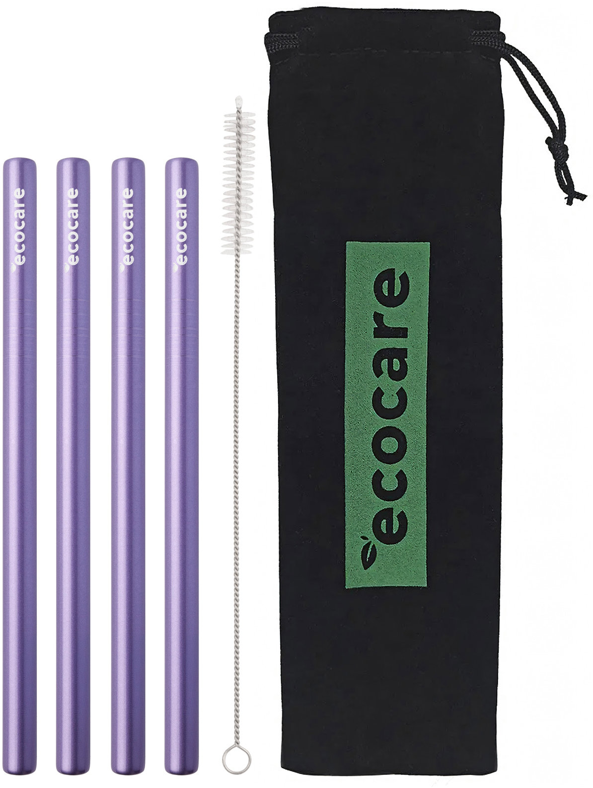 ECOCARE Kovová slamka maxi fialová 4 ks