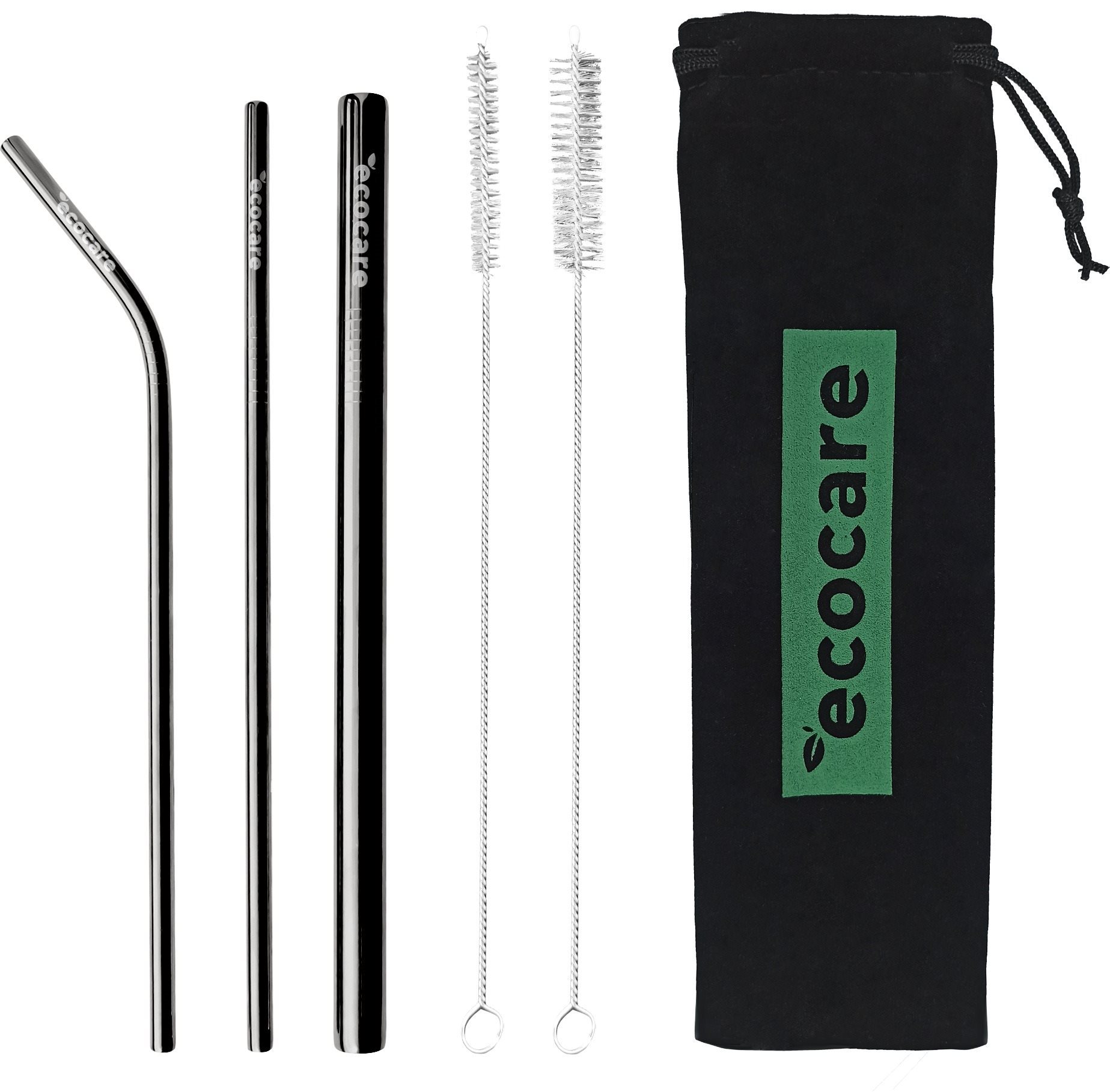 ECOCARE Ekologické kovové slamky sada čierne
