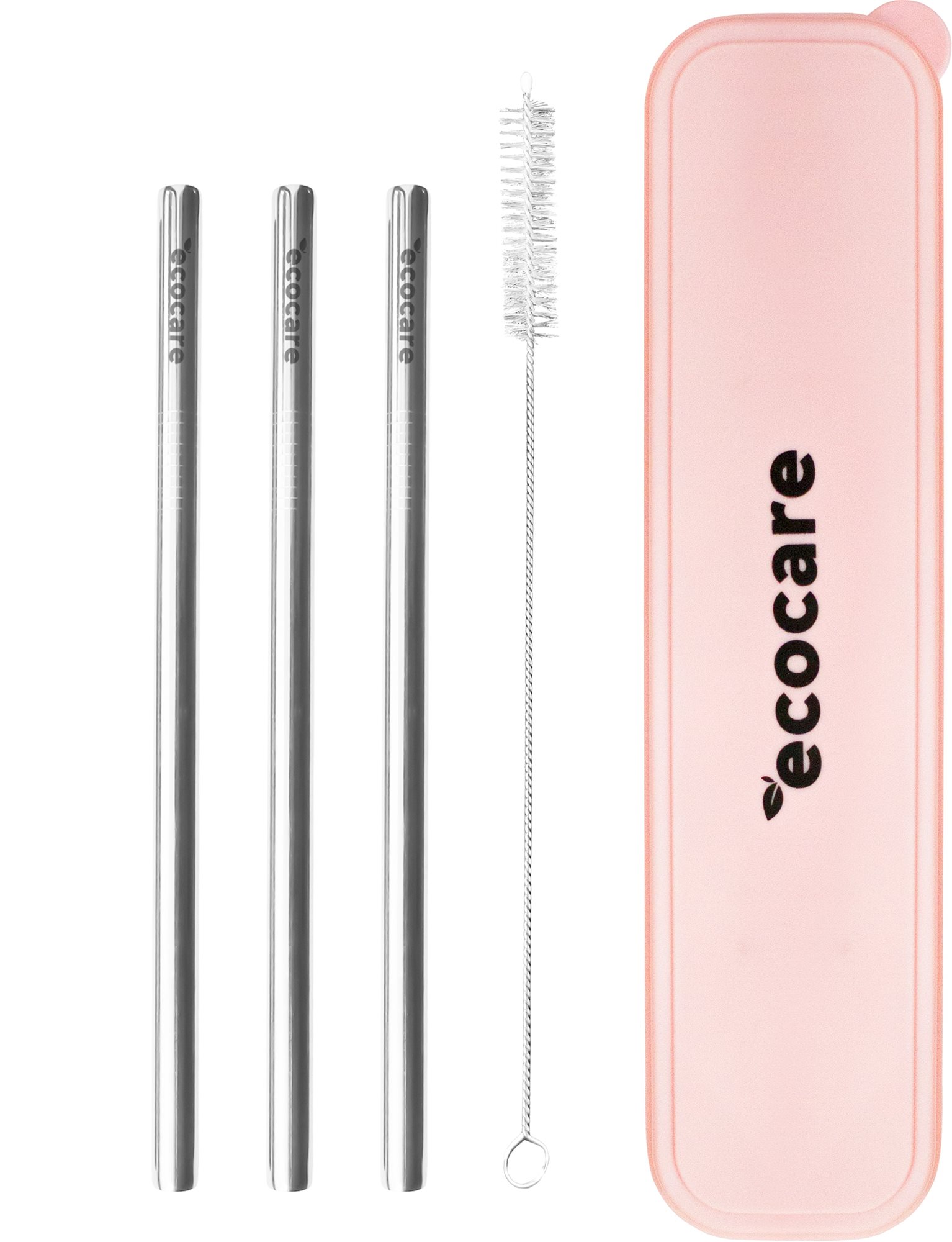 ECOCARE Kovové slamky sada Ružové puzdro