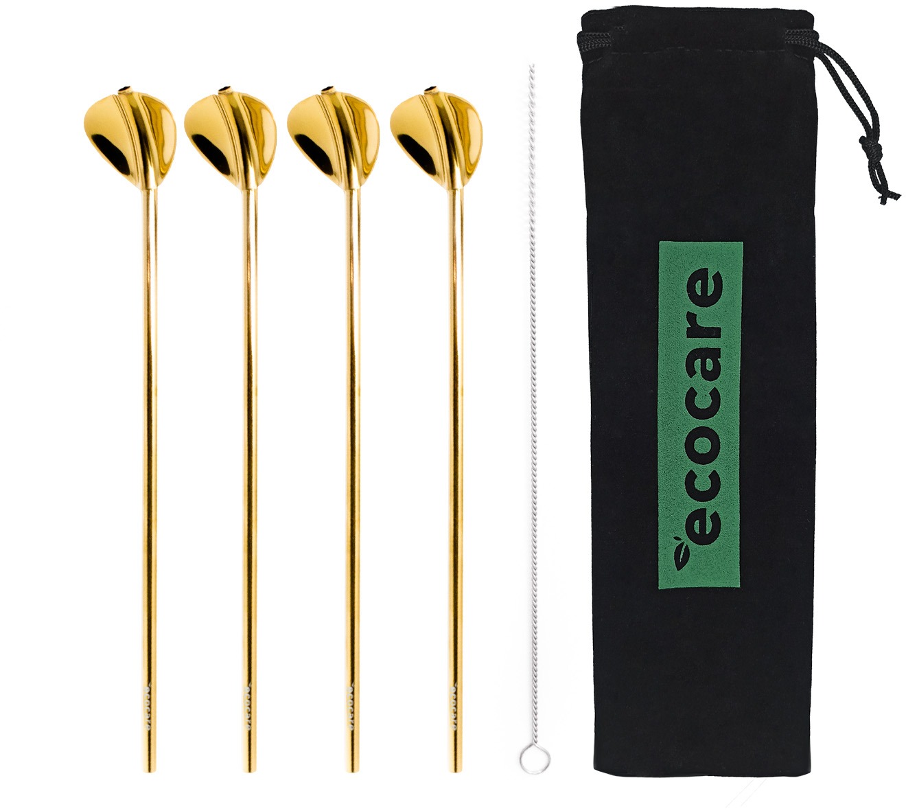 ECOCARE Lyžičky so slamkou sada 4 ks Gold