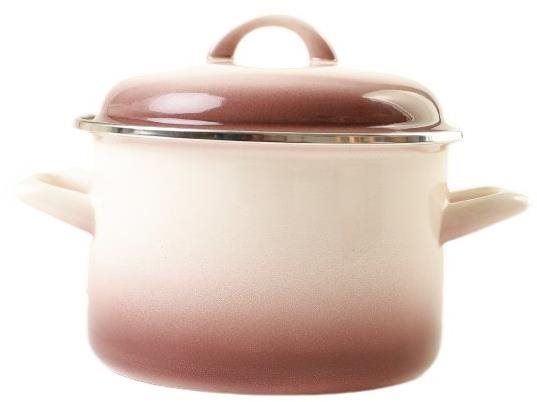 Metalac Hlboký smaltovaný hrniec Standard s pokrievkou, kapučíno, 16 cm, 2 l