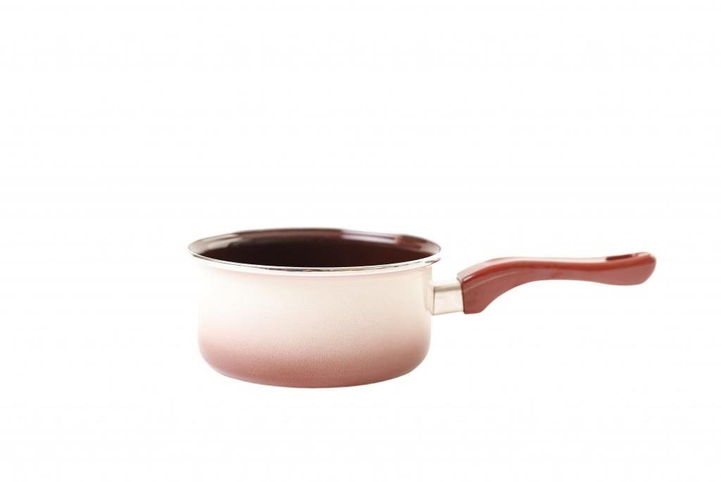 Metalac Smaltovaná rajnica s dlhou bakelitovou rúčkou, kaupučíno, 16 cm, 1,5 l