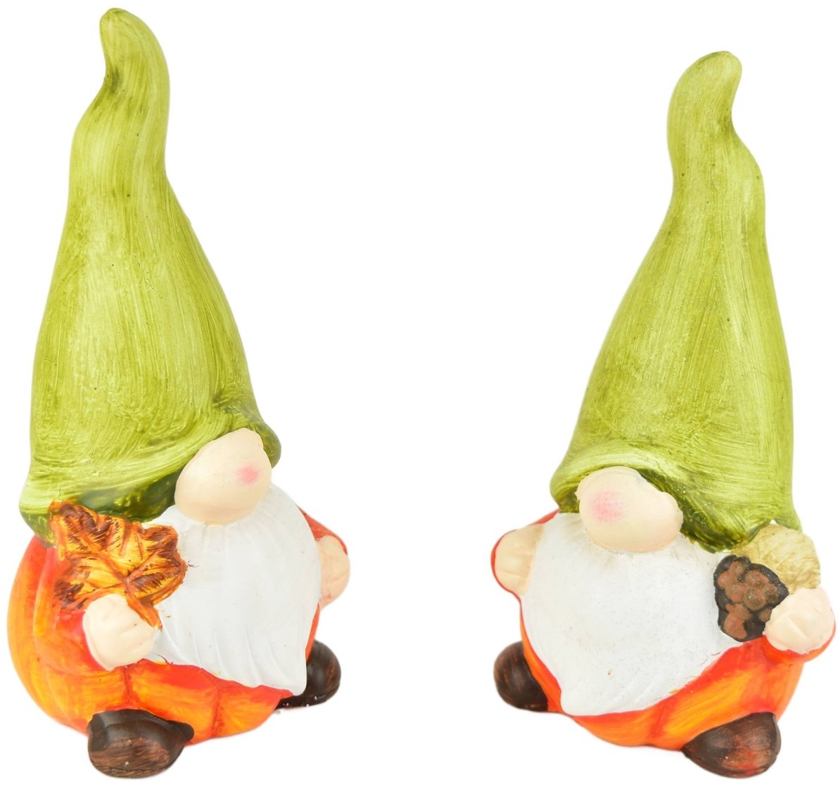 BerryHome Škriatkovia so zelenou čiapkou z keramiky, súprava 2 ks, 15 × 8 cm