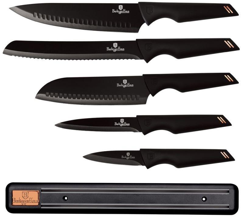 BERLINGERHAUS Sada nožov s magnetickým držadlom 6 ks Black Rose Collection