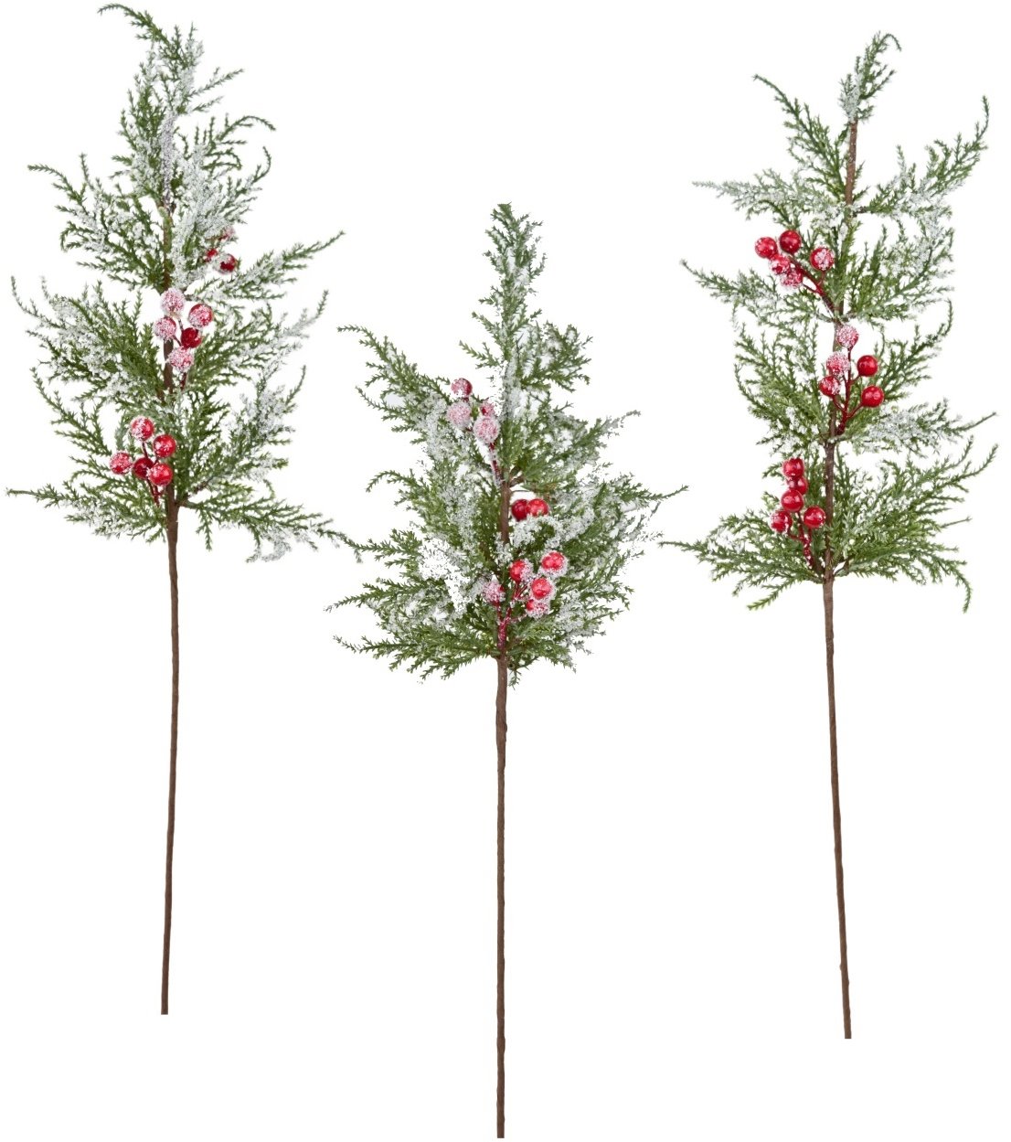 BerryHome Vetva z tuje zasnežená 75 cm, sada 3 ks