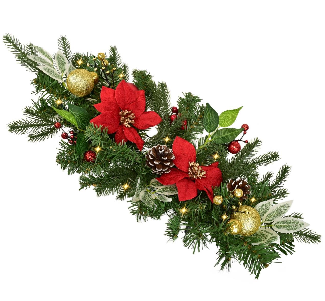 DOMMIO Girlanda s červenou poinsetiou 10 × LED, 50 × 25 cm